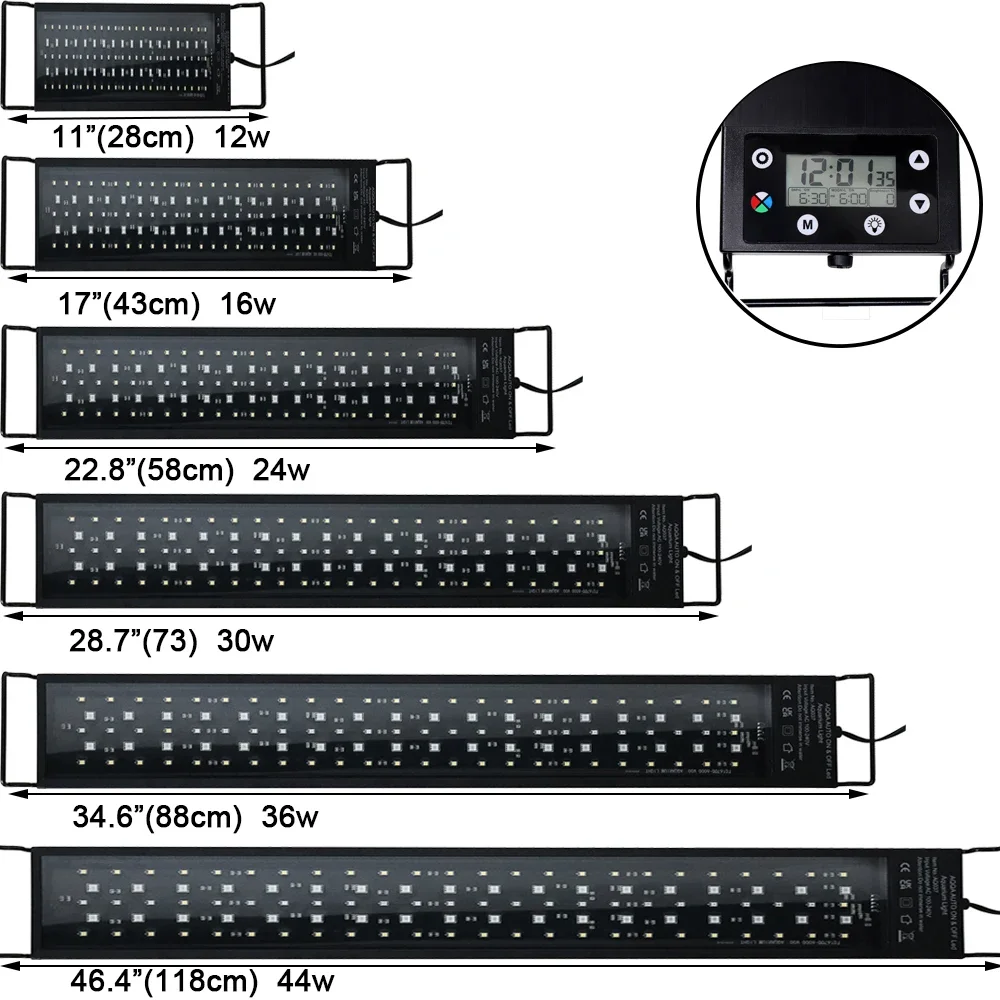 120cm Aquarium LED Light with Full Spectrum Dimmer Plant Growth Fish Tank Decoration 24/7 DIY Auto On Off 7 Colors Freshwater
