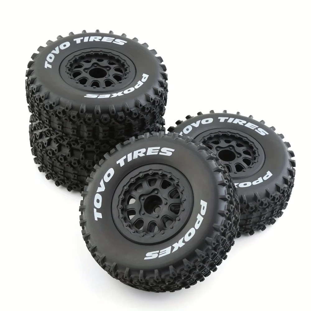 

GLOBACT RC Short Truck Tires All Terrain для 1/10 TRAXXAS Slash 4X4 HuanQi 727 ARRMA SENTON 3S Losi Ford Raptor Baja Rey (черный)