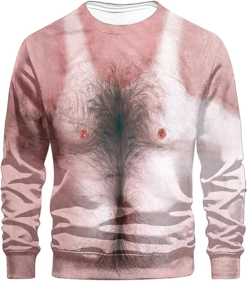 Funny Fake Muscle Body 3D Printed T-shirt Fashion Casual Long Sleeve T Shirt Halloween Cosplay Men Women Tops Streetwear Cheap image 5
