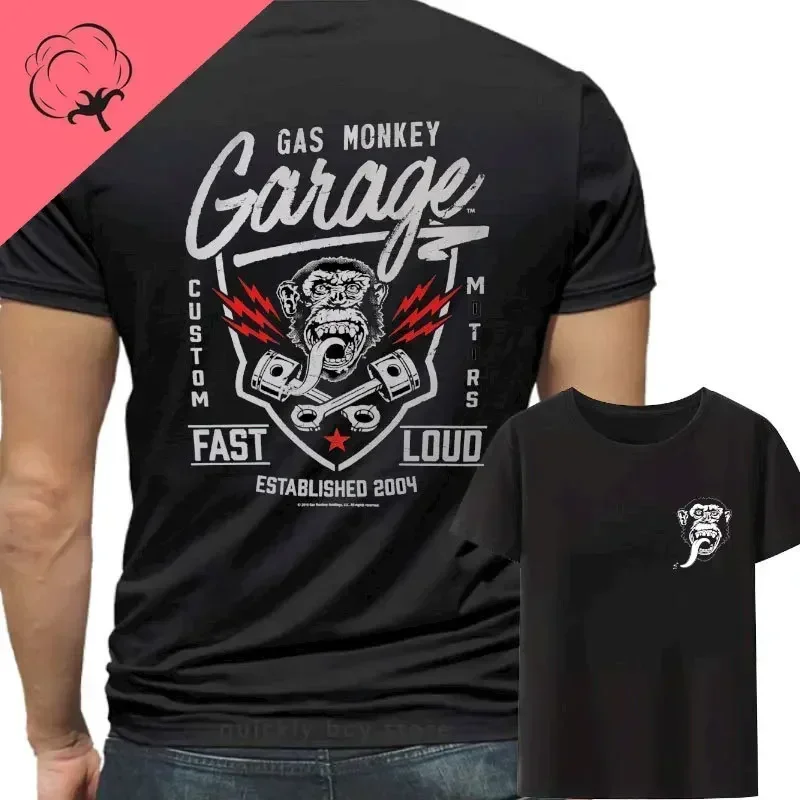 Amazing  New Gas Monkeys Garage Summer Casual  Cotton Short-sleev Essential Double-sided Gas Monkeys Garage Male Cotton T Shirt