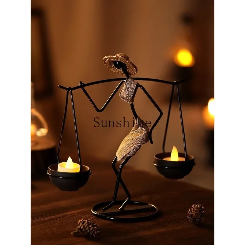 Creative small metal candle decoration table romantic dinner arrangement props