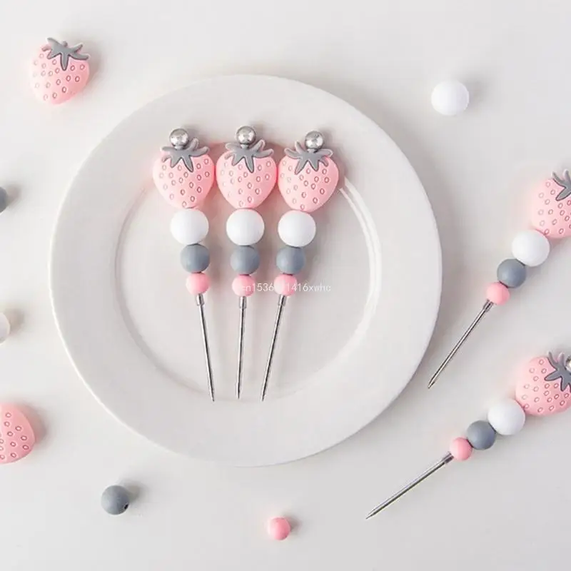 Dropship Biscuits Icing Pin Cookie Decoration Scriber Silicones Strawberry Theme Sugar Stir Needle Fondant Cake Modelling Tool