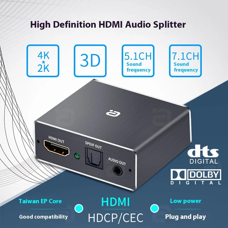 

HDMI compatible audio extractor HDCP CEC optical TOSLINK SPDIF 3.5mm converter RCA 4K x 2K 3D HDMI compatible splitter adapter