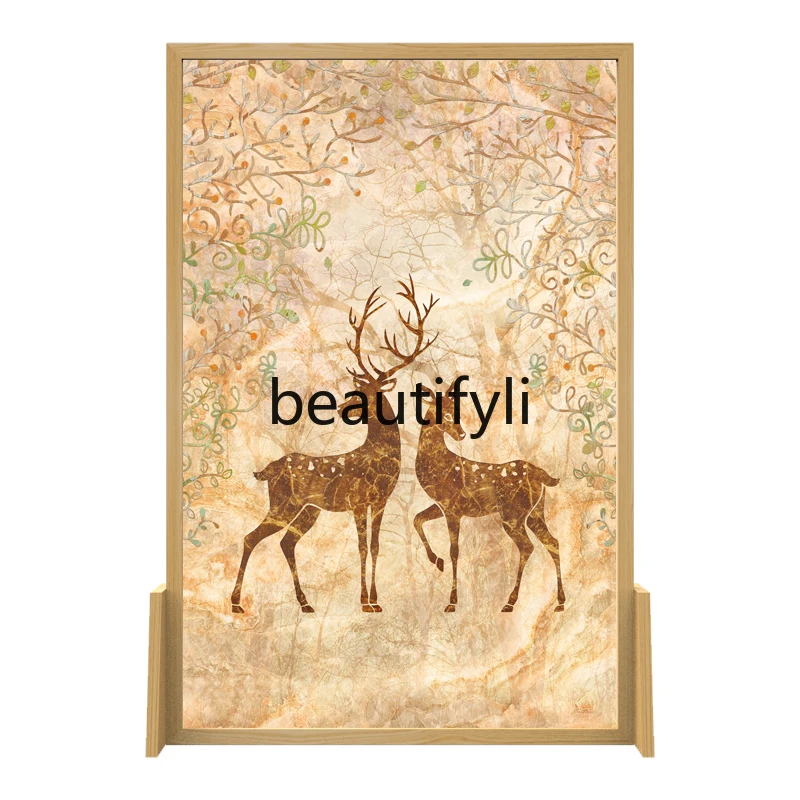 Nordic ไม้โทรศัพท์มือถือหน้าจอพาร์ทิชันห้องนั่งเล่นทางเข้าขนาดเล็ก Apartment Creative ผ้าที่นั่งหน้าจอ Elk