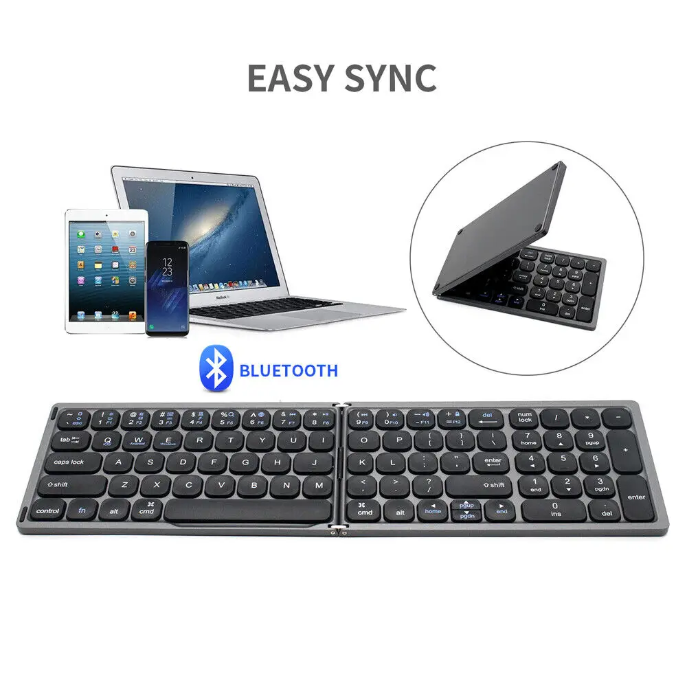 

Portable Mini Folding Wireless Bluetooth-Compatible Keyboard With Numeric Keypad For Windows ,Android, Ios Tablet Ipad Phone