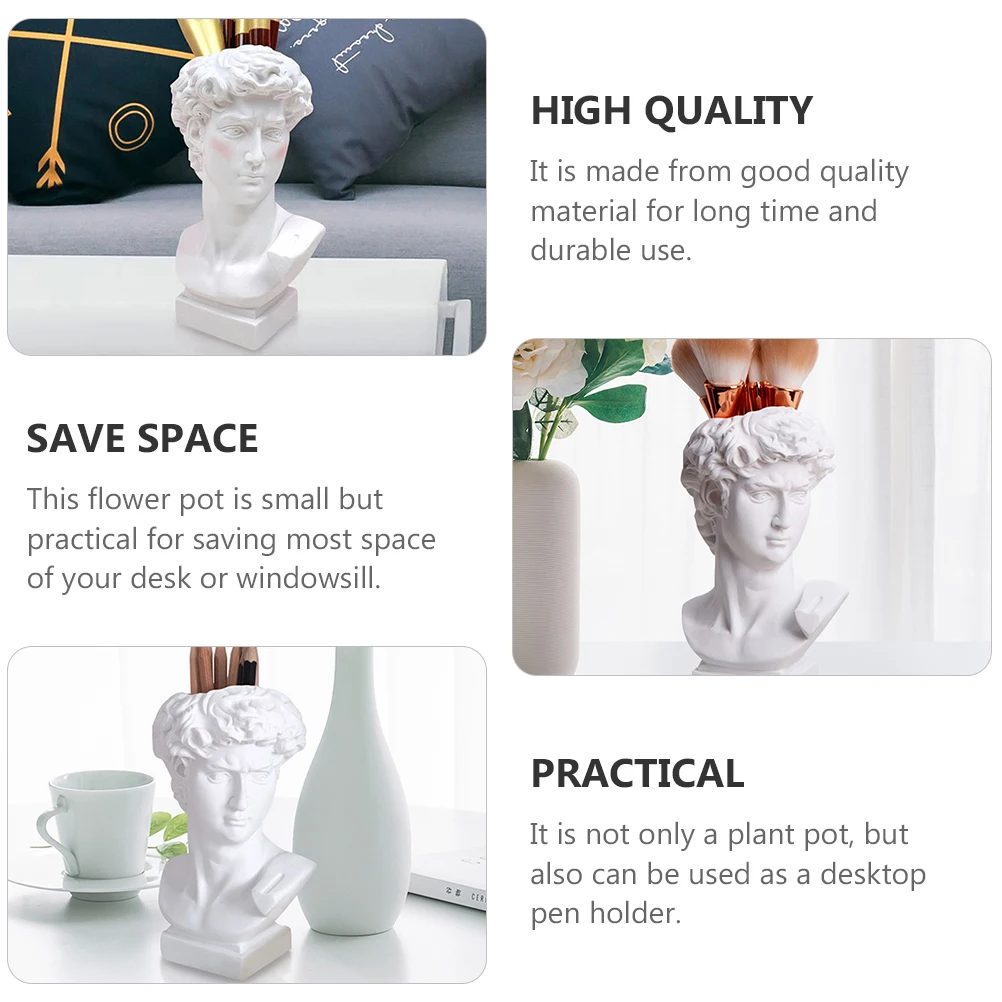 

Resin Plant Pot Creative Pen Holder Desk Statue Cute Container Bonsai OrnamentFunny Resin Work Cartoon Office Garden Decoration