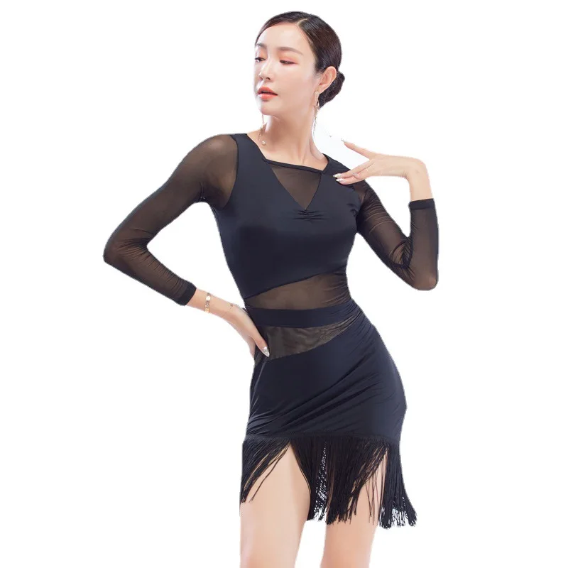 

Women Latin Dance Leotard Tight Bodysuit Adult Performance Jumpsuit Top Stage Competition Cha-cha Samba Dancing Practice Costume