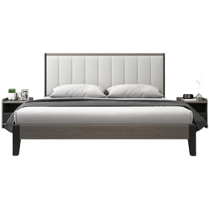 

Solid wood bed, modern, simple, rental room, board type, large single bed, light luxury