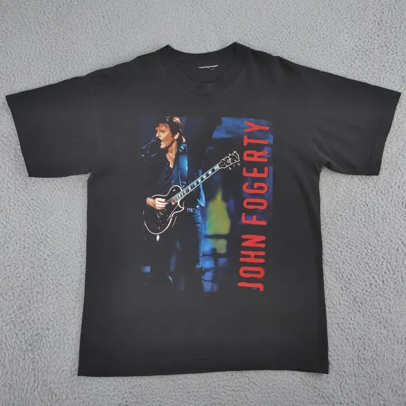 تي شيرت Vintage 98 John Fogerty Band تي شيرت رجالي كبير أسود جولة Premonition