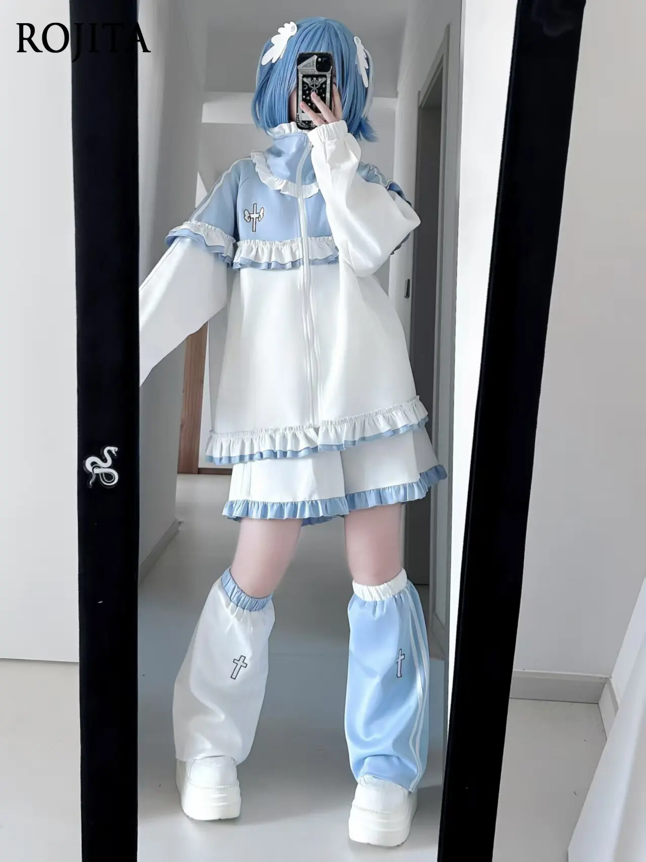 

Kawaii Blue White Sportswear Casual Suit for Girls 2026 Spring New Elegant Sweet Lolita Tracksuit Perfect for Daily Wear