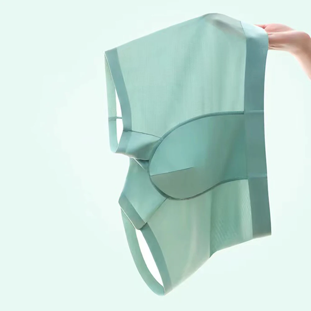 Mens Ice Silk Seamless Underwear Boxer Briefs Breath Thin Large Size Intimates