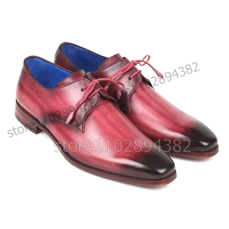 

Gradient Color Square Toe Low Top Strappy Men Derby Shoes Fashion Lace up Men Shoes Luxury Handmade Party Feast Men Dress Shoes
