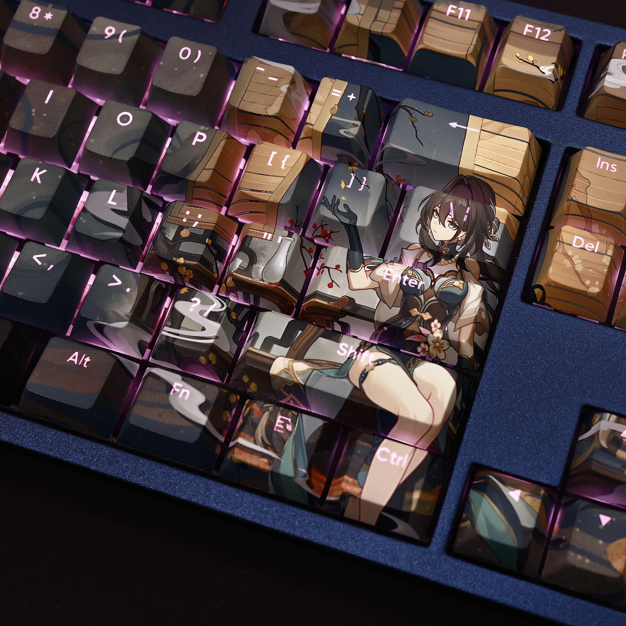 Ruan Mei 108 Keycap Honkai Star Rail PBT DYE Sublimation Light Transmitting Cherry Switch Cross Key Cover Mechanical Keyboard