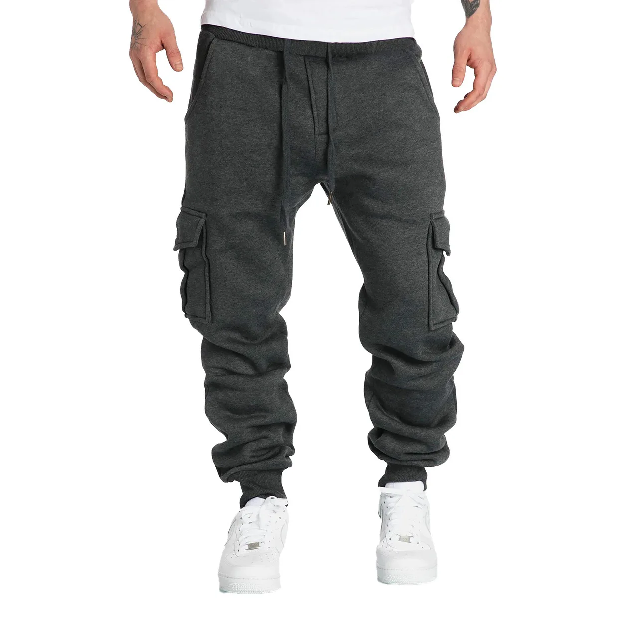 

Men's Straight Fit Joggers Sweatpants Loose Oversized Drawstring Long Pants Sports Streetwear Multi-pocket Casual Trousers