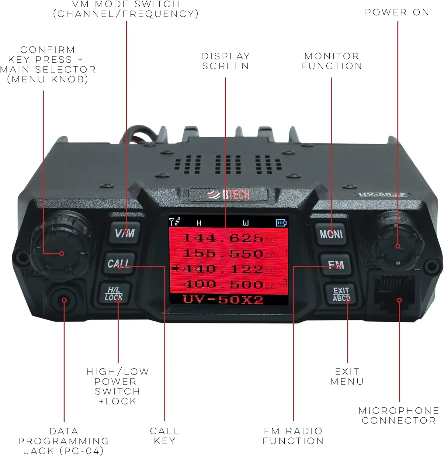 Btech UV-50X2 (zweiter gen.) mobile 50 watt dual band basis, m