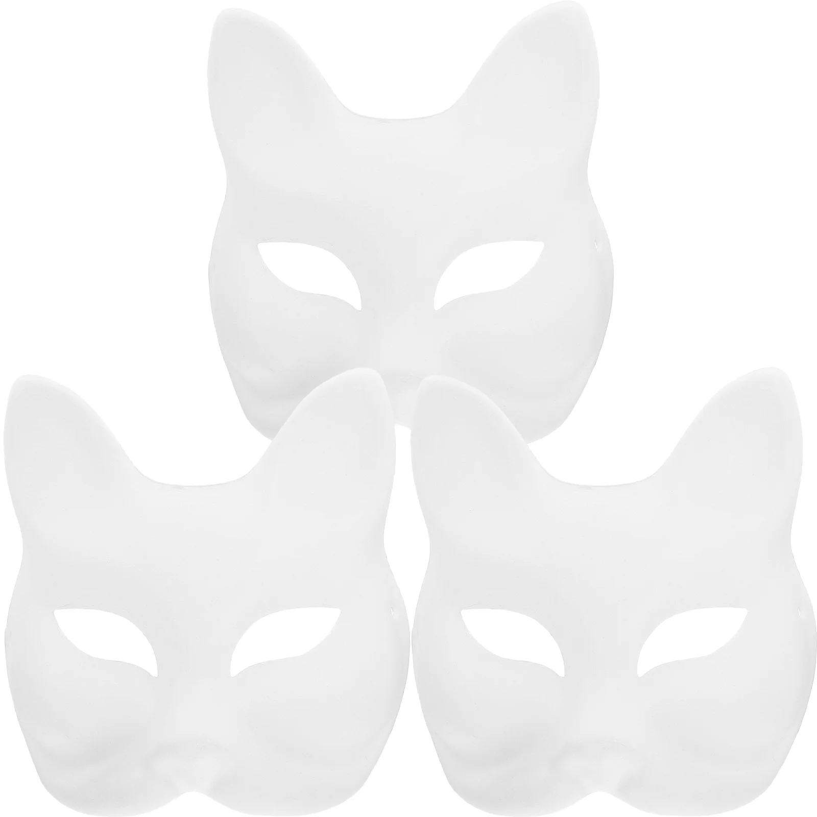 

3 Pcs DIY Blank Hand Painted Fox Mask White Masquerade Paper Faux Fur Tail Masks Animal Halloween Individual Bunny