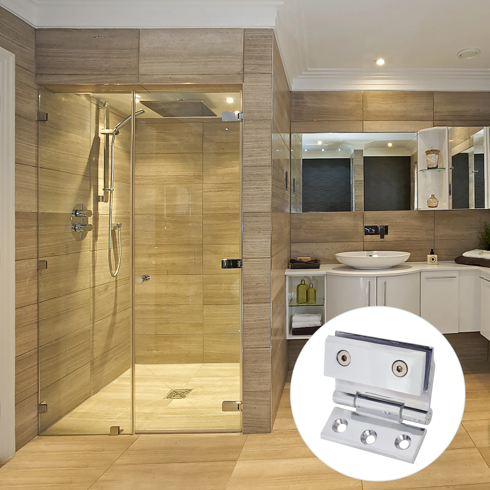 

1Set Shower Room Door Hinge Zinc Alloy Glass Door Clamp Hinge Quiet Smooth 90 Degree Rust Proof Bathroom Wine Cabinet Clamp