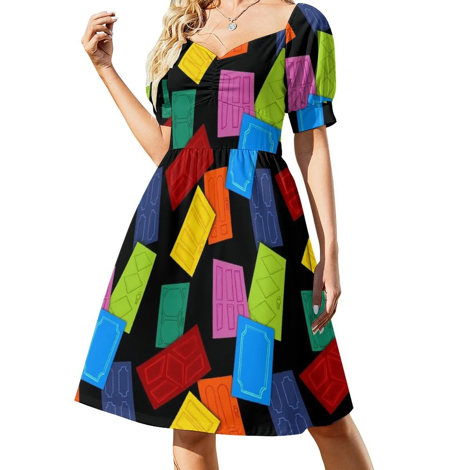 

Monsters Doors Short-Sleeved Dress Woman clothing elegant dresses for women Evening dresses