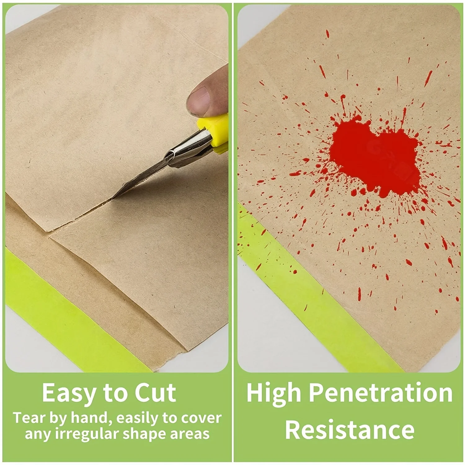 ورق اخفاء مسبق اللصق لشريط الطلاء والطلاء الملفوف ، لفات ورق واقية