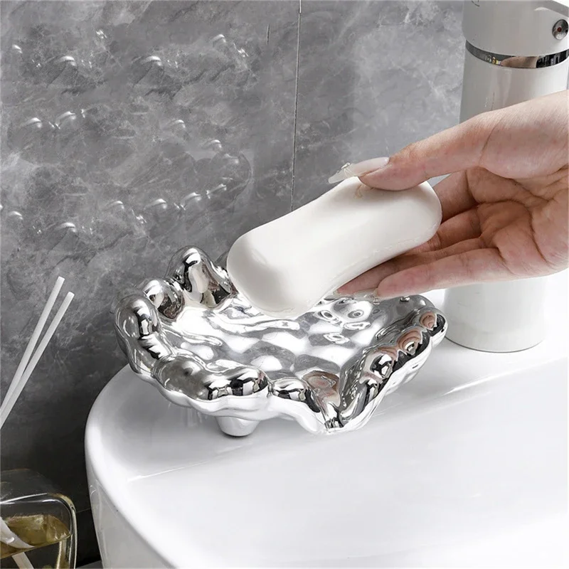 Bathroom Soap Dish Gold Chrome Soap Box Shower Soap Holder Sink Deck Bathtub Shower Tray Accesorios Para El Baño Novedades Jabon