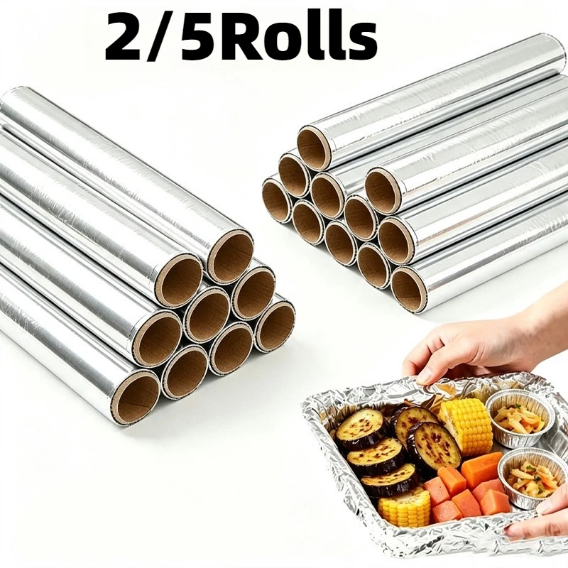 2/5Rolls Single Use Tin Foil Rolls Disposable These Single Use Tin Foil Rolls Can Be Used for Barbecuing and Baking