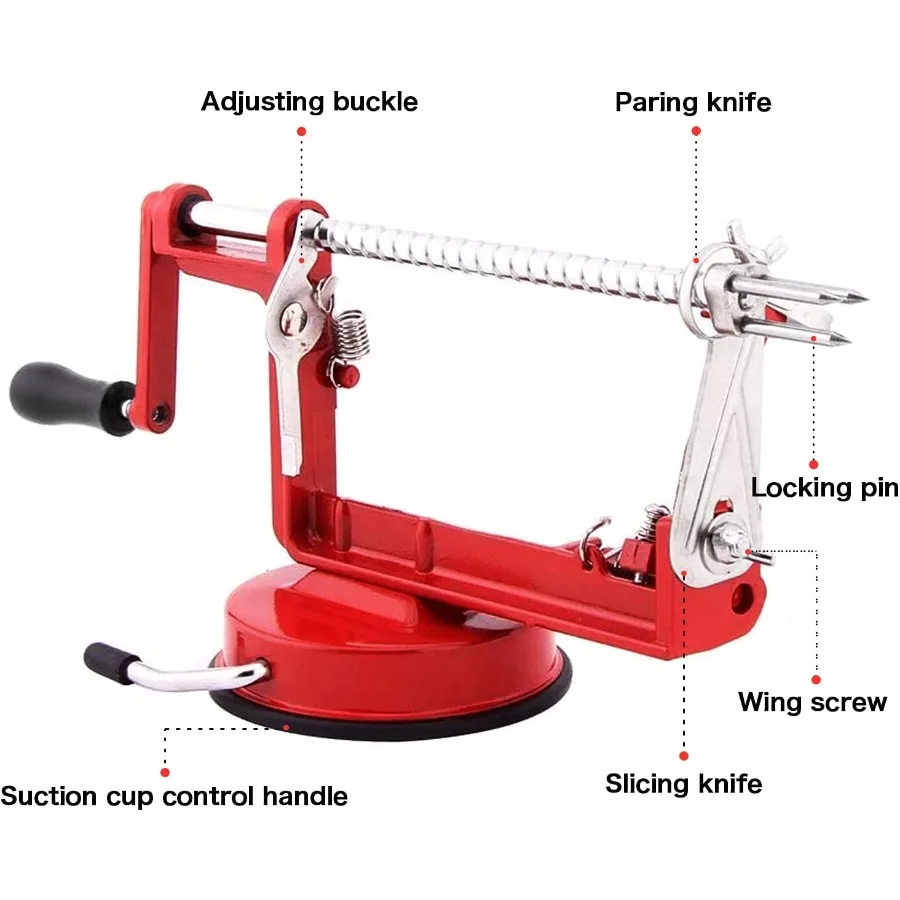 Efficiënte en duurzame appelschillerboor met constructie van chroomgoten magnesiumlegering en roestvrijstalen messen voor eenvoudige snijden