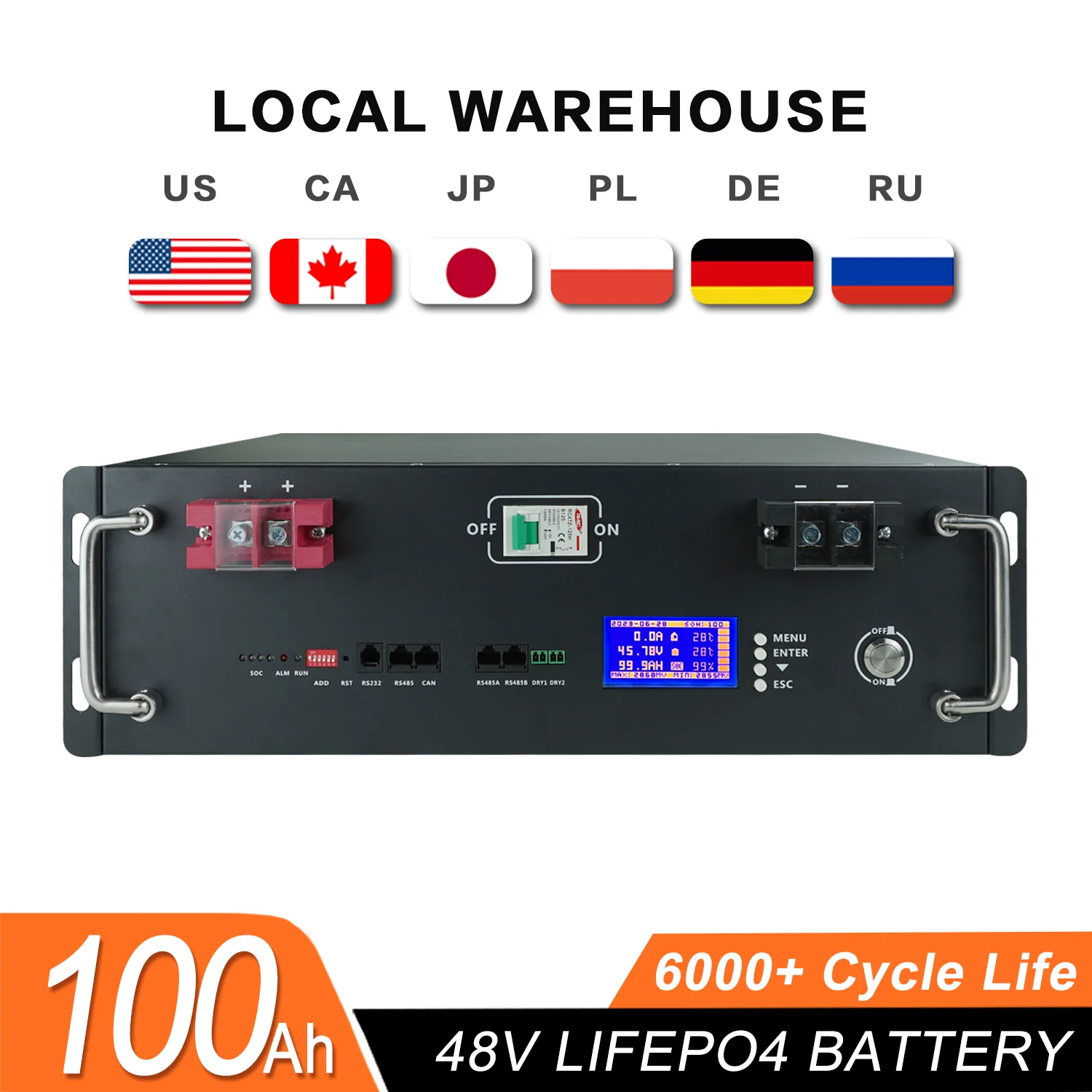 

LiFePO4 48V 100Ah Battery Pack 51.2V 120Ah 200Ah 300Ah Lithium Battery 6000+ Cycles for Home RV Solar 48V LiFePO4 Battery NO Tax