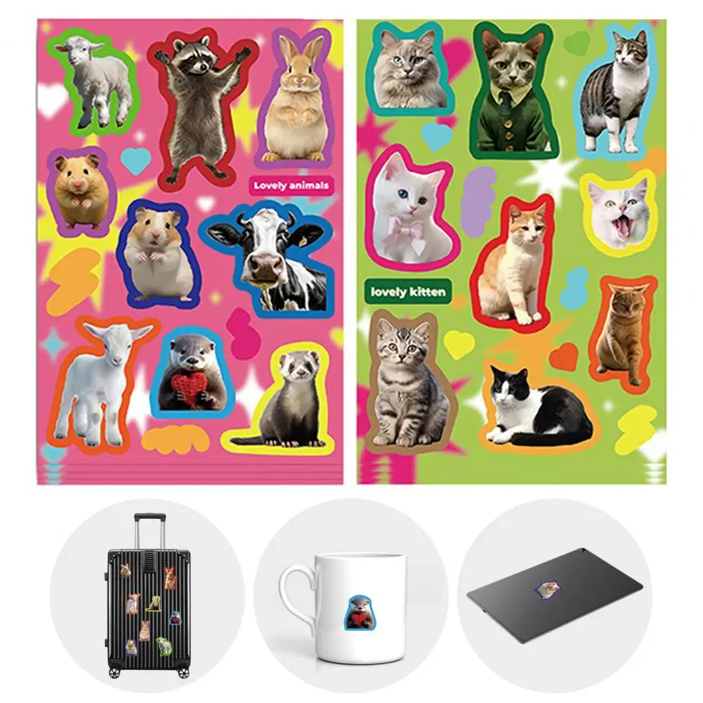 Animal-themed Decals 8 Sheets Stickers Cute Zoo Sea Dinosaur Waterproof Vinyl Decals Diy Game Puzzle Art Craft for Festival