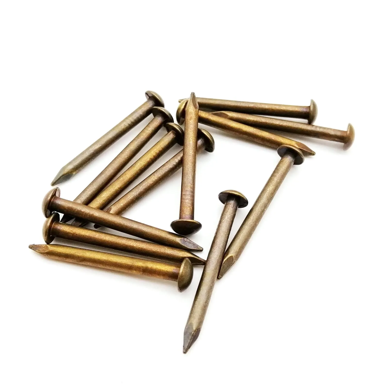 10/20/50/100pcs Antique Brass Bronze Dia 1.2 1.5 2 2.8mm Pure Copper Small Round Head Nail for Furniture Hinge Drum Jewelry Box