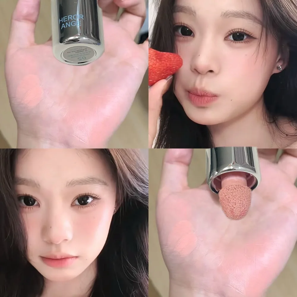 Moisturizing Liquid Blush Multifunction Longlasting Blush Lotion with Sponge Head Liquid Highlighter Stick Natural Clear Makeup