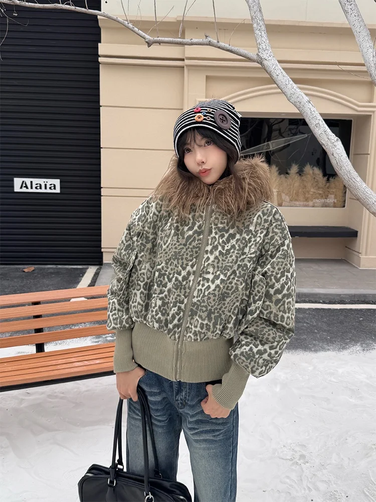 

Женское утепленное хлопковое пальто URKR с меховым воротником, утягивающее талию, больших размеров, в уличном стиле, с длинными рукавами, на молнии, короткое пальто