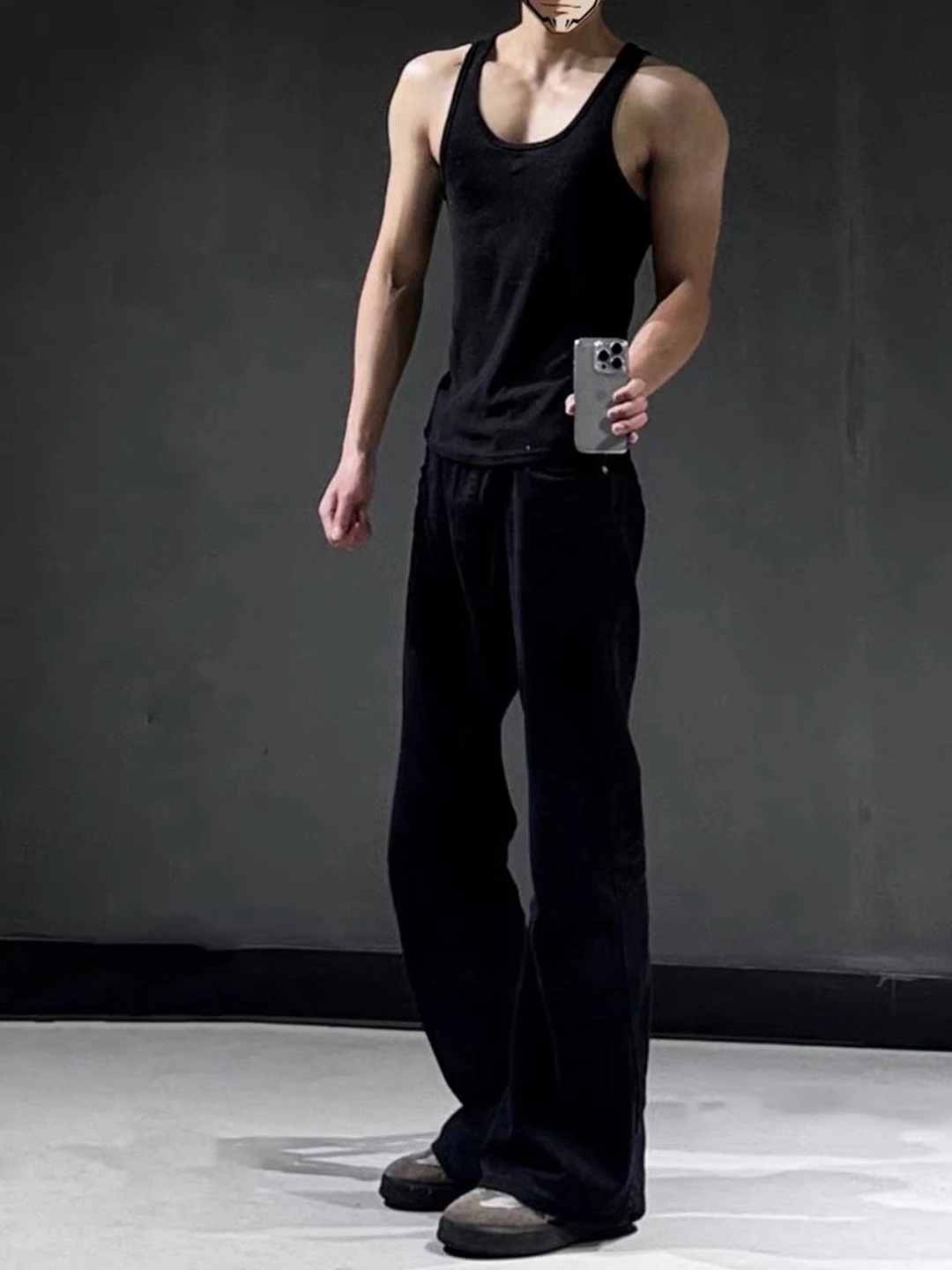 

American High Street Men's Straight Leg Fleece Lined Jeans mid Waist Zipper Closure Slim Fit Winter Fashion Long Leggings