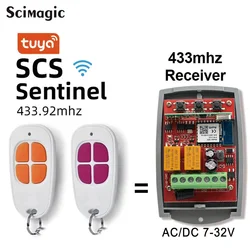 Tuya WIFI SCS SENTINEL Télécommande de porte de garage Récepteur 433MHz Récepteur 12V 24V 220V Compatible avec l’ouvre-porte SCS