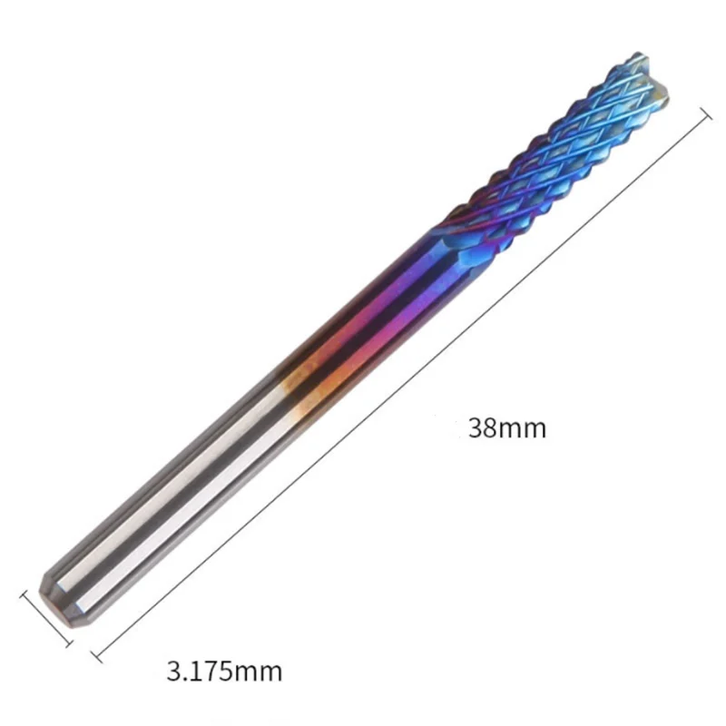 1pcs 0.5-3.175mm hard tungsten steel end mill 3.175 shank blue coating CNC router bit engraving edge milling cutter end mill