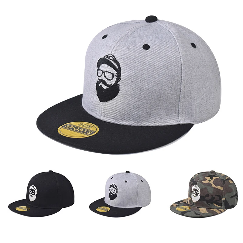 

Hip-hop cap Flat hat Character Patchwork color Catoon Flat brim hat Sport cap Hip Hop Fitted Cap Youth tide cap