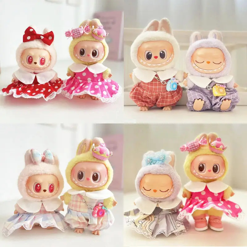

Кукольная одежда для Labubu 17 см V1 V2 V3, виниловая замена куклы, пышное платье, костюм, одежда, мультяшная периферийная юбка, аксессуары, подарки