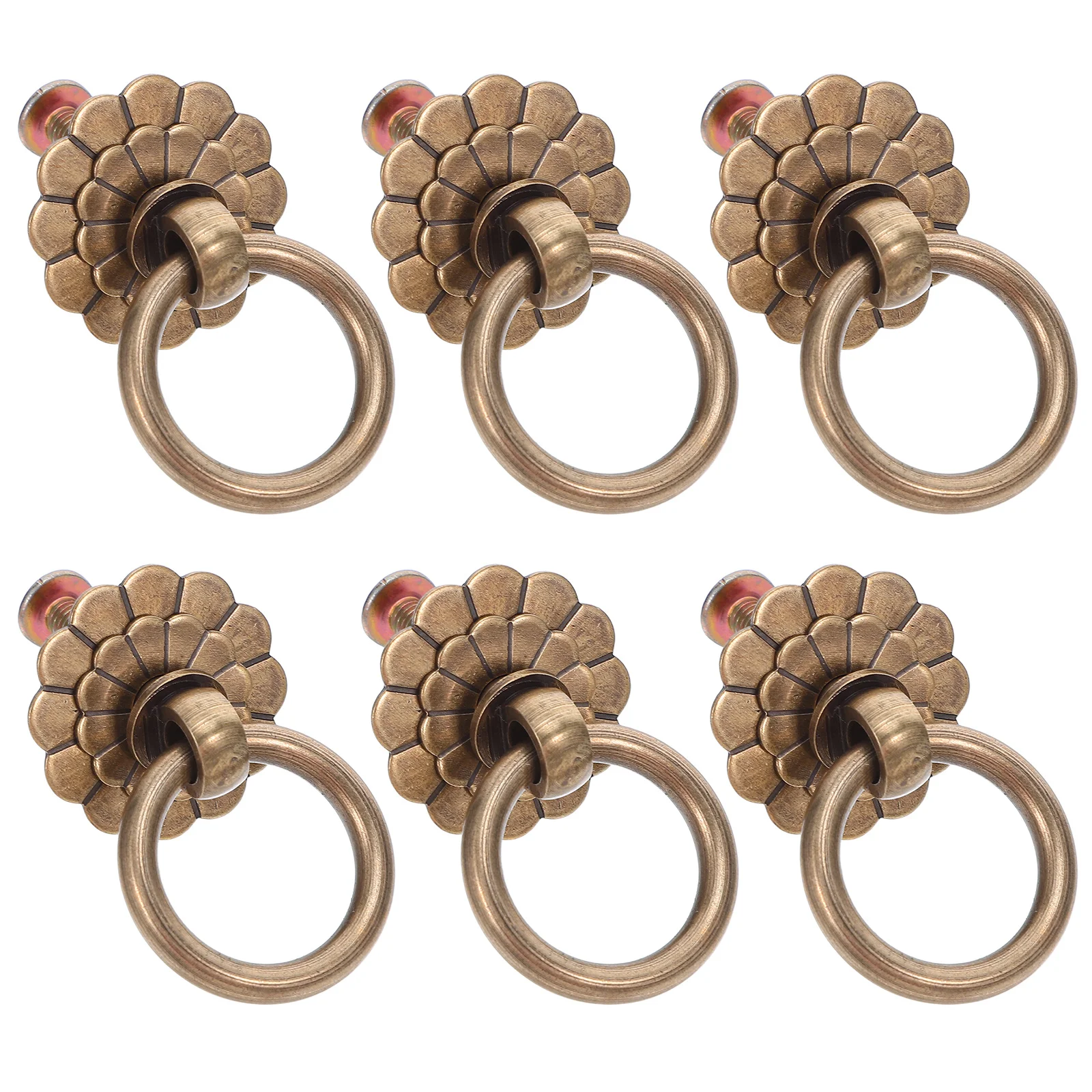 

6Pcs Brass Flower Cabinet Knobs Vintage Drawer Pulls Unique Furniture Handles for Kitchen Dresser Closet Vanity