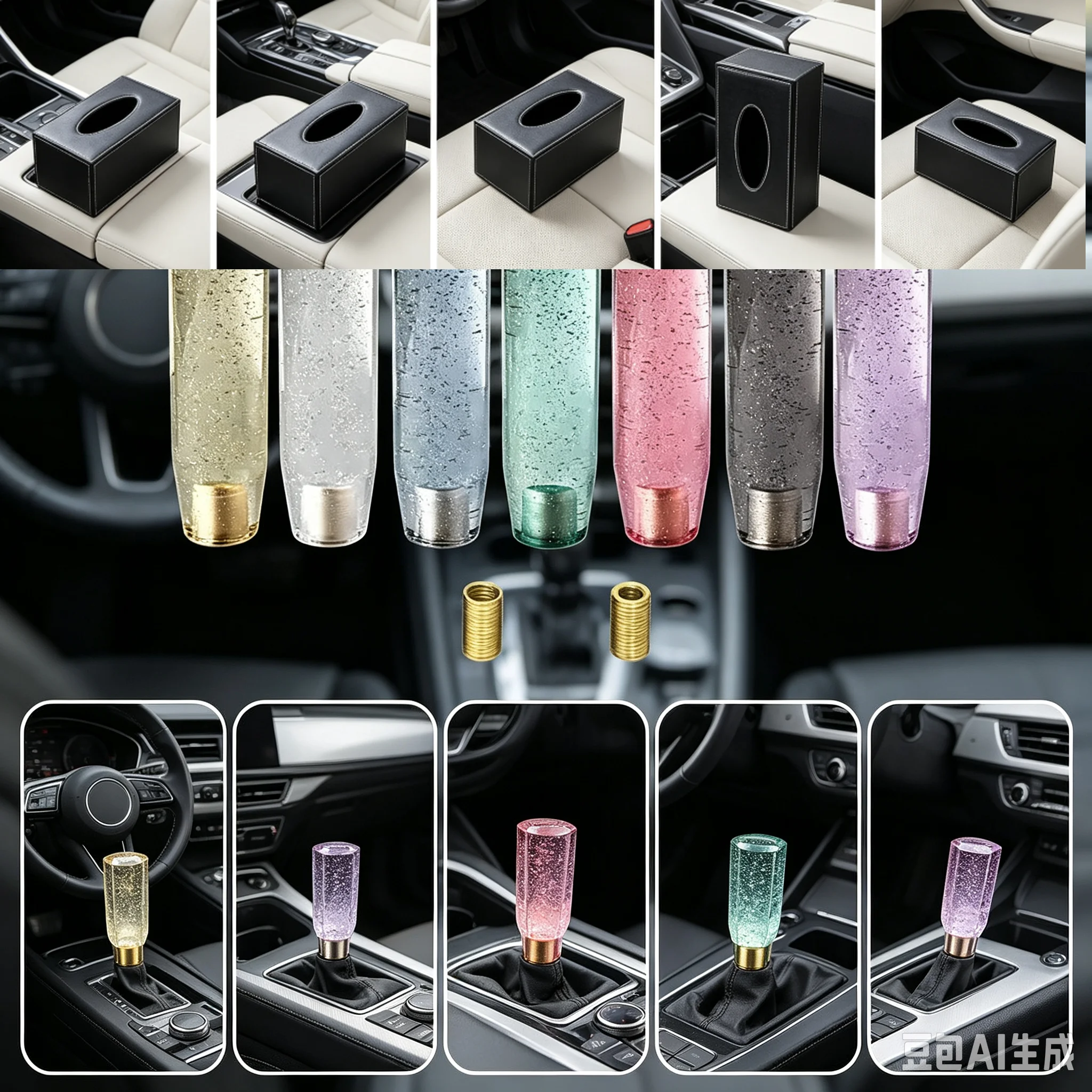 Car Resin Auto Manual Gear Shift Knob Shifter Head Stick Crystal Transparent Bubble Replacement Handle Lever MT AT