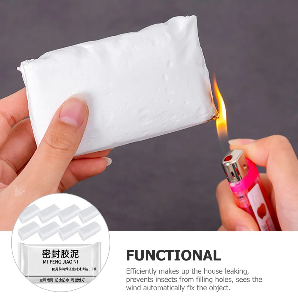 20Pcs Rubber Sealant Clay High Durability Flexible Mending Mud for Wall Holes Air Conditioning Sealing Mouse Hole Repair Caulk