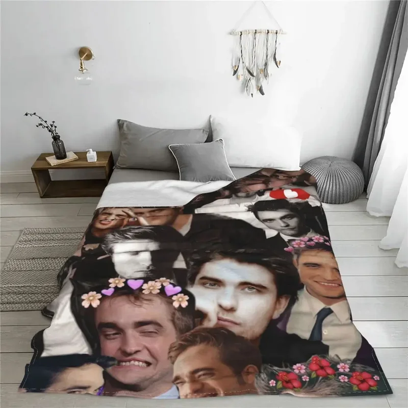 Robert Pattinson Flannel Blanket The Twilight Saga Movie Edward Throw Blanket for Sofa Bedding Lounge 150*125cm Rug Piece