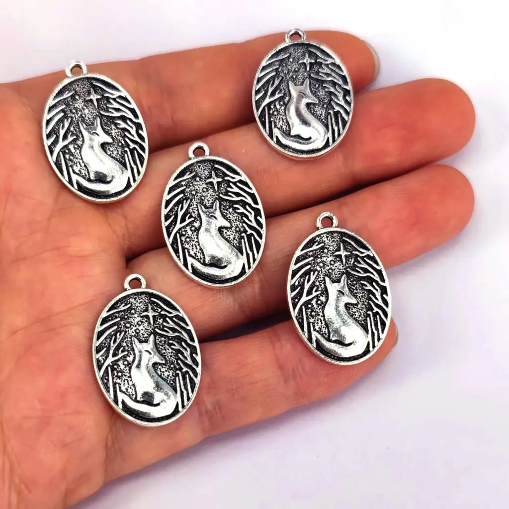 

5pcs new Zinc Alloy Ancient Silver color Star Fox Tree DIY women man Accessories