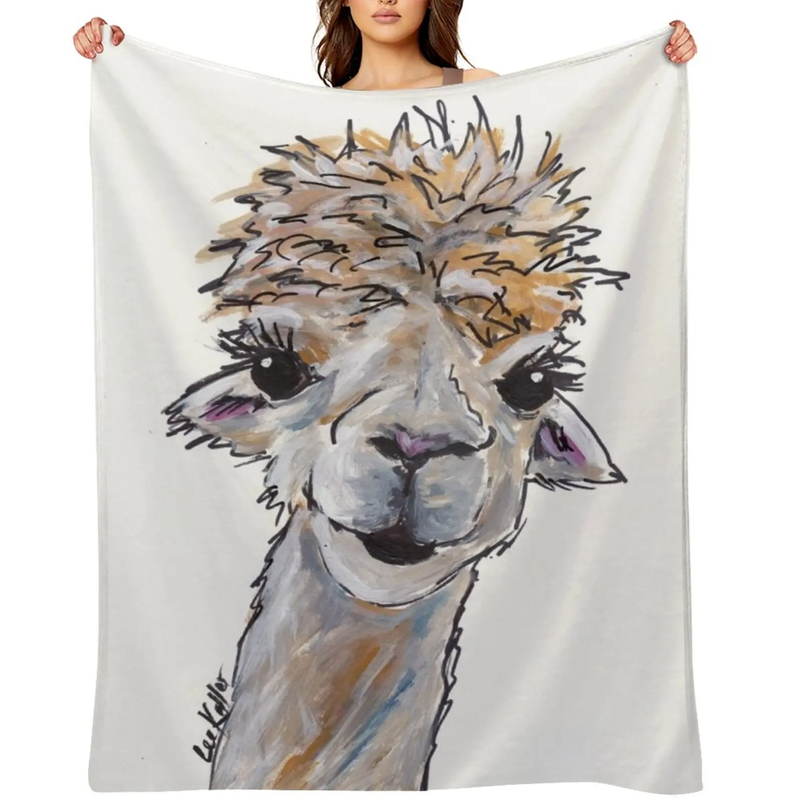

Cute Alpaca Art, Angel Throw Blanket Luxury Designer Luxury Camping Blankets