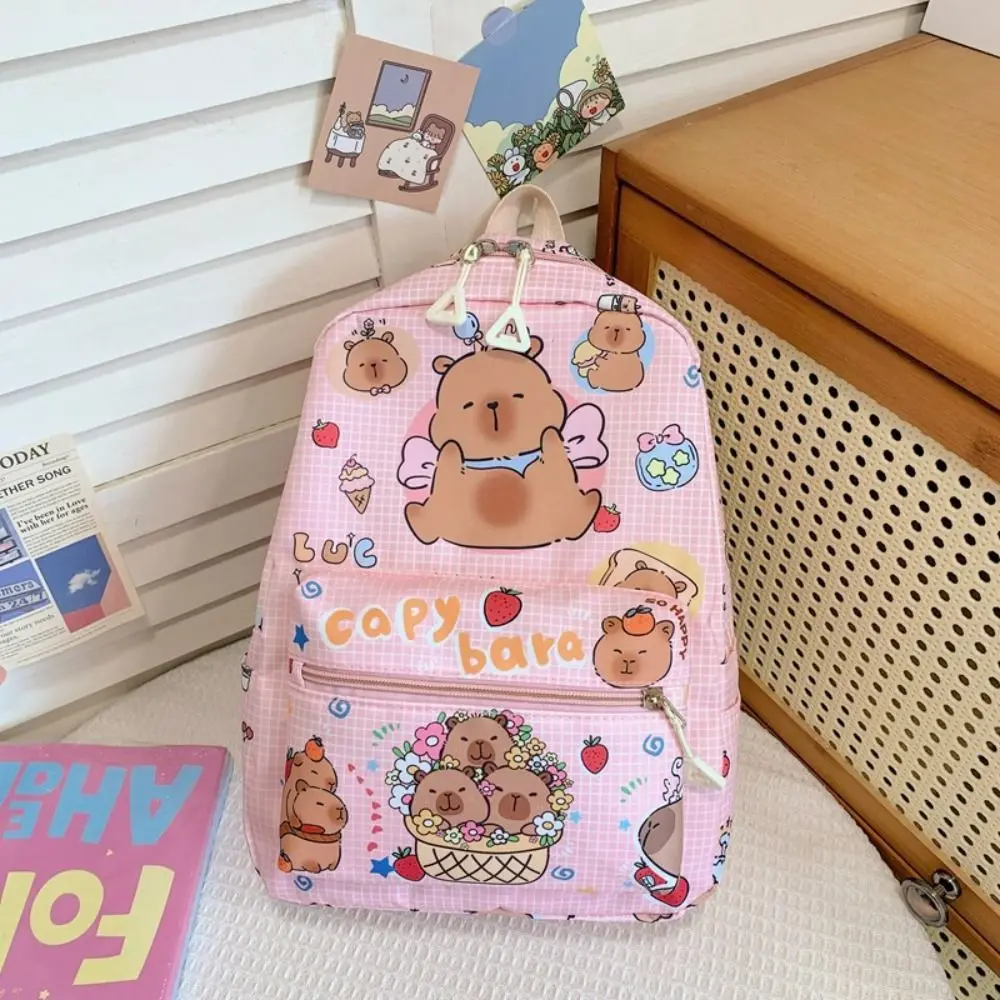 Novo capivara capivara mochila casual dos desenhos animados saco de armazenamento all-match