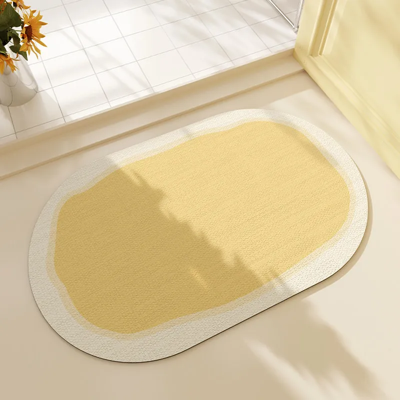 VIKAMA Oval Bath Mat Non-slip Absorbent Quick Dry Diatomaceous Earth for Bathroom Toilet Entrance