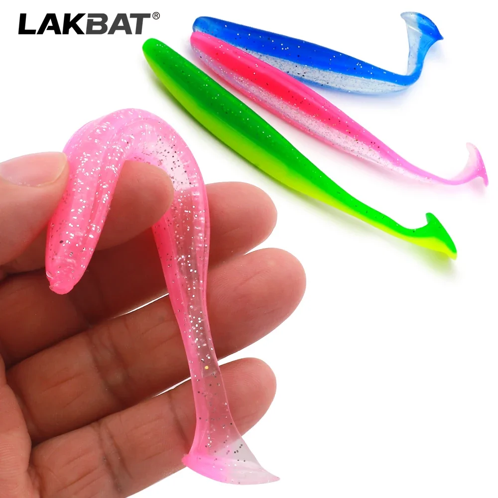 LAKBAT 10 Stück Langlebige Weiche Silikon-Wurmköder 6/7/9/12cm Künstliche Weichköder für Barsch, Forelle, Süßwasser- und Salzwasser-Angeln – Detail 5