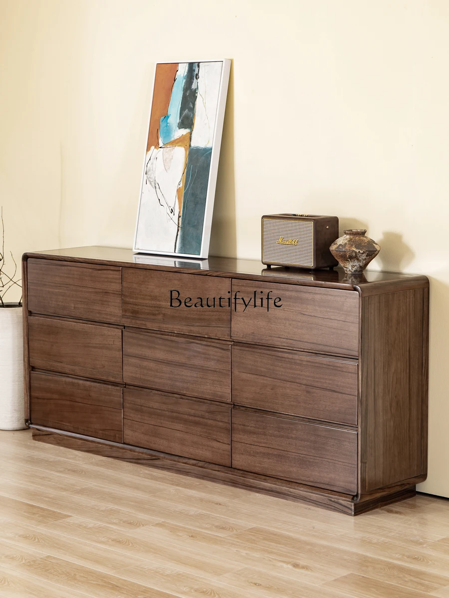 

Living Room Black Walnut Chest of Drawers Nordic Modern TV Cabinet Bedroom Storage Bed Front Cabinet