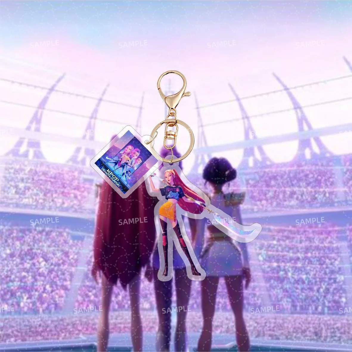 KPOP شيطان الصيادين سلسلة مفاتيح مصنوعة من الأكريليك الرسمية ميرش على الوجهين حقيبة سحر هدية لمحبي أنيمي كيرينغ تحصيل الإكسسوارات لطيف