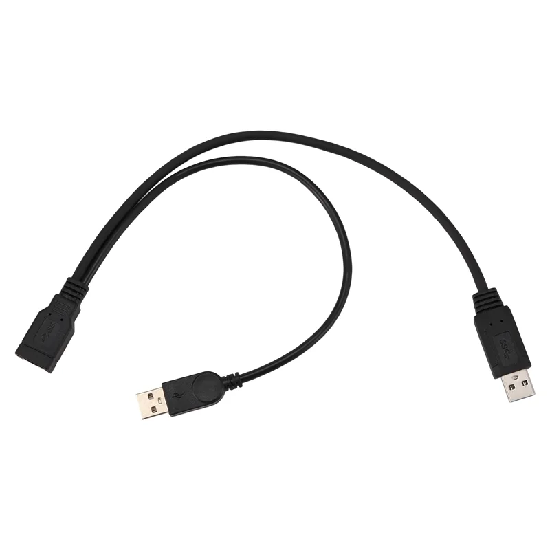 

FUFU Black USB 3.0 Female To Dual USB Male Extra Power Data Y Extension Cable For 2.5 Inch Mobile Hard Disk