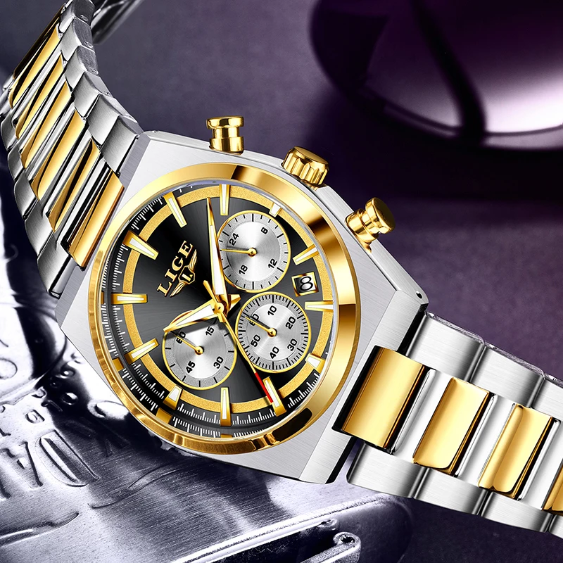 LIGE Sport Quartz Wristwatches For Men Fashion Military Waterproof Watch Men Top Brand Luxury Luminous Chronograph Reloj Hombre