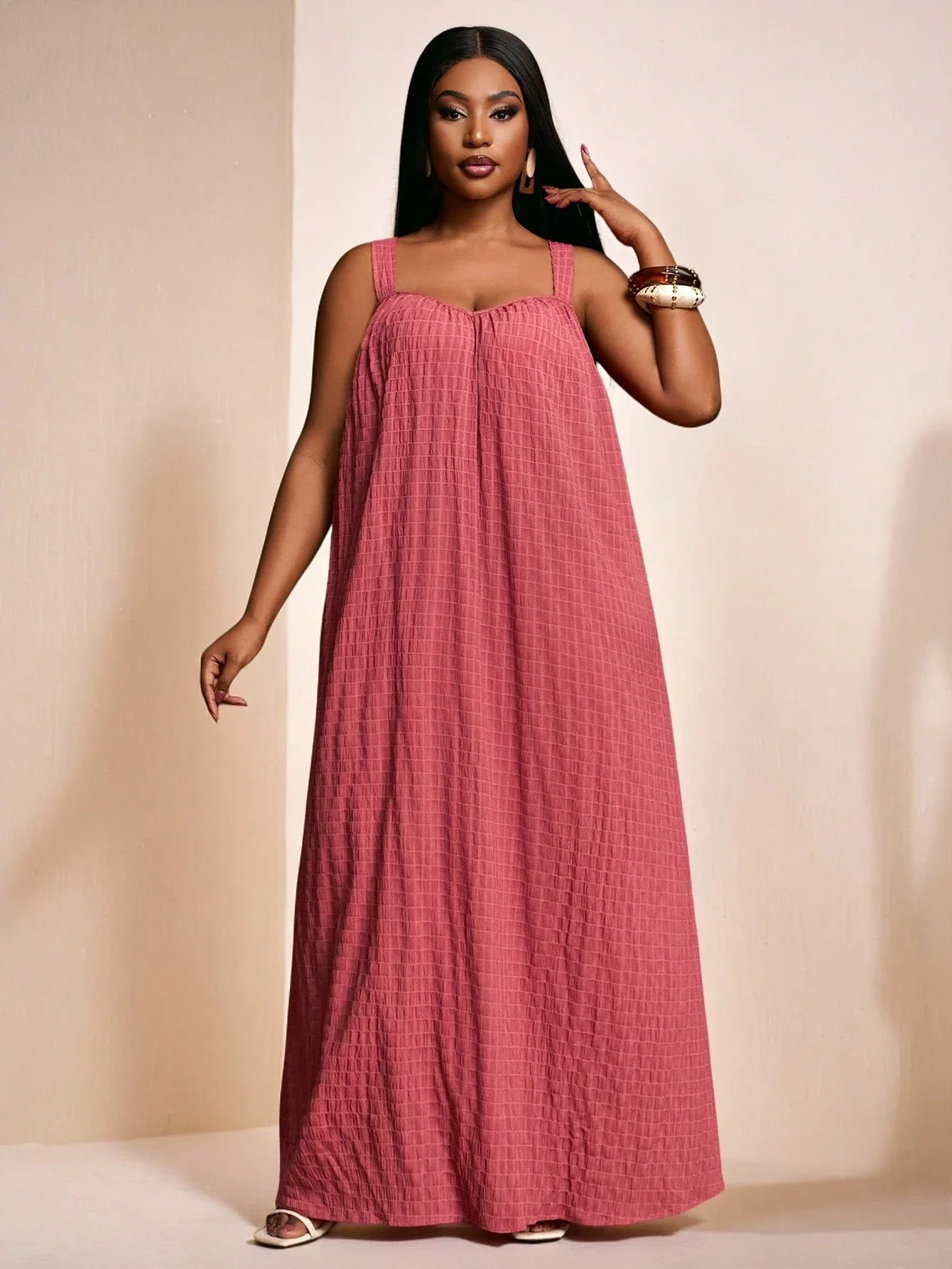 

Женское макси-платье А-силуэта на тонких бретелях больших размеров для пляжа, лета, повседневной носки и отпуска